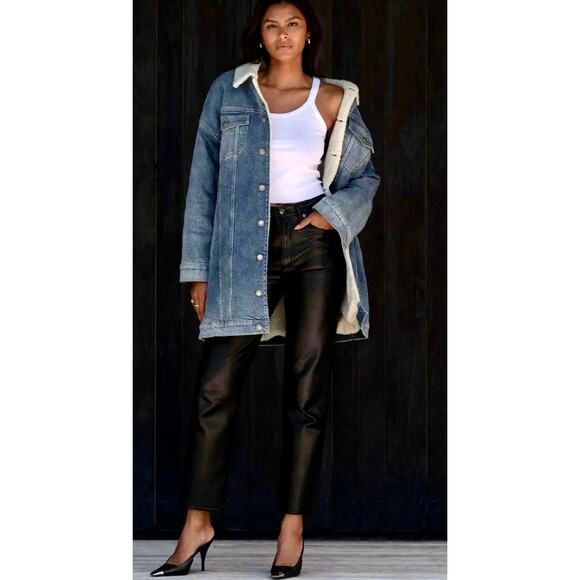 LNDN Landon Denim Sherpa Lined Trench Jacket Medium Wash XS/S - Picture 1 of 16